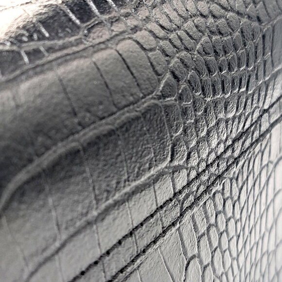 Black Croc Embossed Genuine Leather Crossbody Bag with Gold Chain Strap & Buckle - Picture 13 of 15